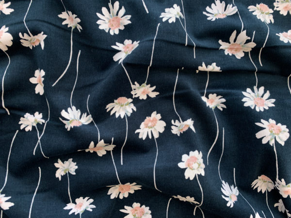 Japanese Cotton Sheeting - Geometric Flowers - Indigo