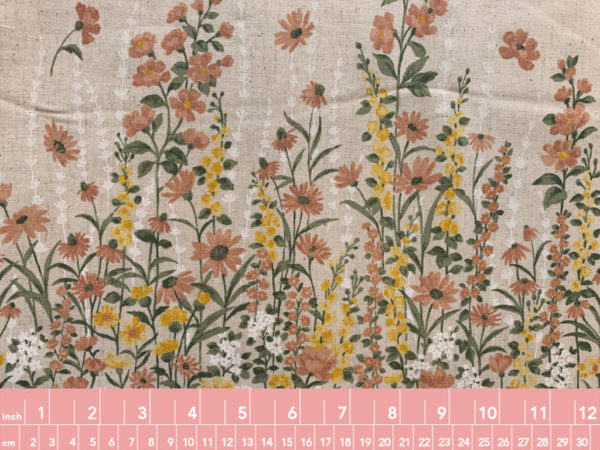 Japanese Cotton/Linen Sheeting - Floral Border Print