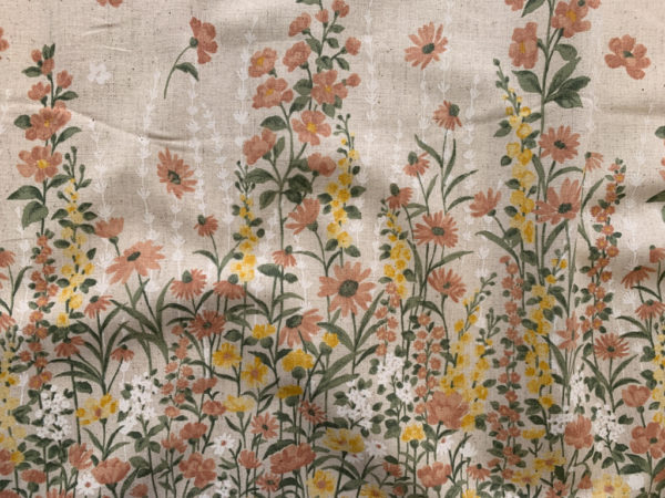 Japanese Cotton/Linen Sheeting - Floral Border Print