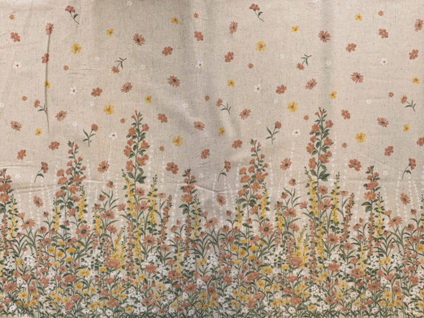 Japanese Cotton/Linen Sheeting - Floral Border Print