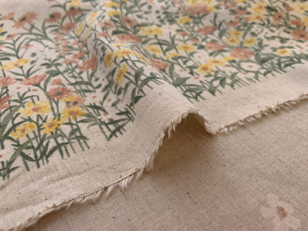 Japanese Cotton/Linen Sheeting - Floral Border Print