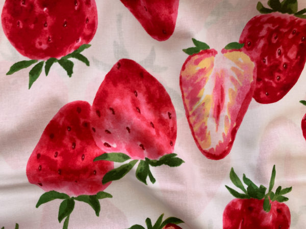 Japanese Cotton Sheeting - Watercolor Strawberry