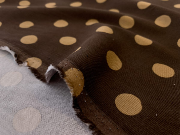 Japanese Cotton Corduroy - Polka Dot - Brown