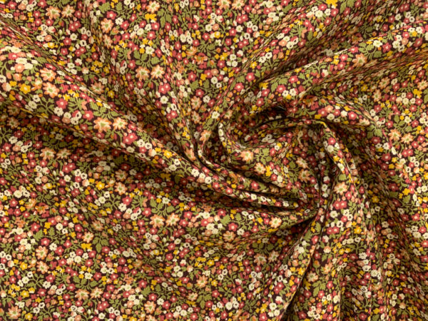 Japanese Cotton Corduroy - Tiny Floral - Harvest