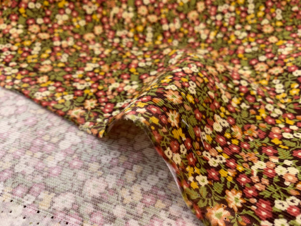 Japanese Cotton Corduroy - Tiny Floral - Harvest