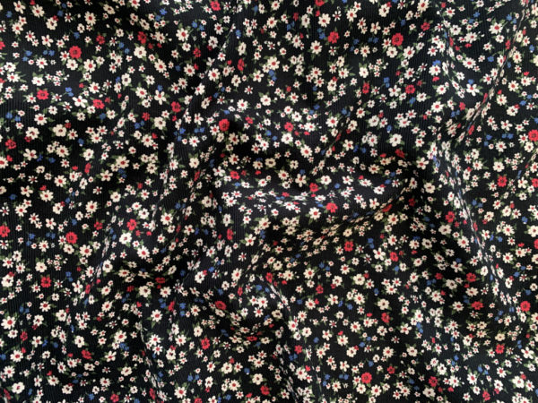 Japanese Cotton Corduroy - Tiny Floral - Nightfall