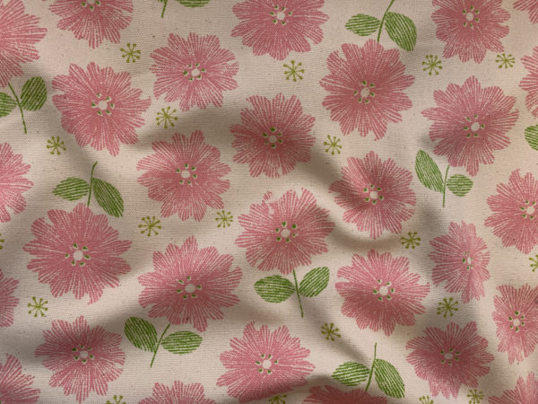 Japanese Cotton Canvas - Scandinavian Floral - Pink