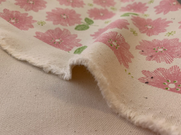 Japanese Cotton Canvas - Scandinavian Floral - Pink