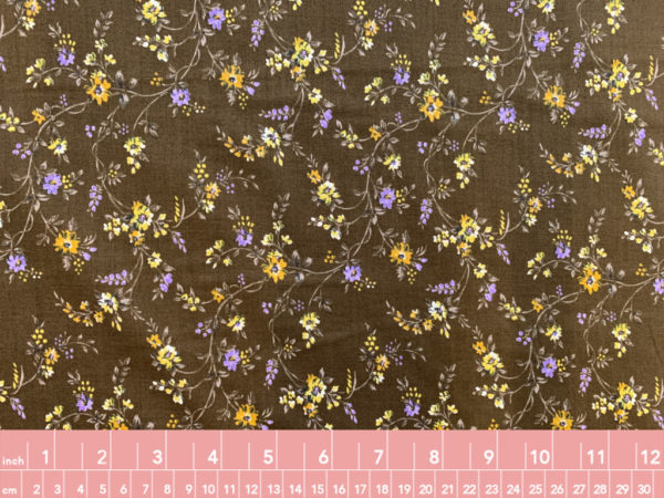 Japanese Cotton Lawn - Floral Vines - Brown