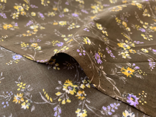 Japanese Cotton Lawn - Floral Vines - Brown