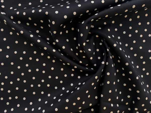 Japanese Rayon/Cotton Lawn - Scattered Polka Dots - Black