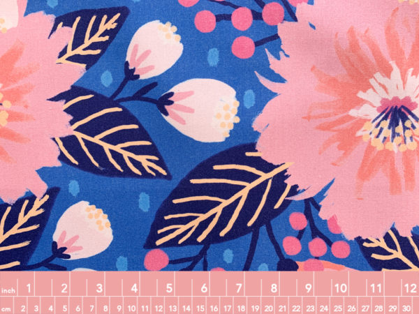 Organic Cotton Canvas – Vibrant Blooms – Dahlia