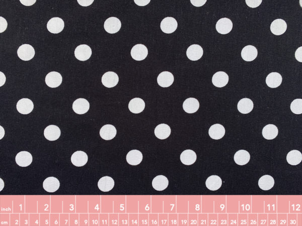 Designer Deadstock - Linen/Cotton Polka Dots - White on Black - Large