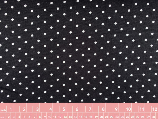 Designer Deadstock - Linen/Cotton Polka Dots - White on Black - Large