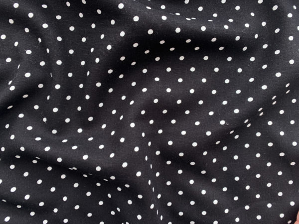 Designer Deadstock - Linen/Cotton Polka Dots - White on Black - Large