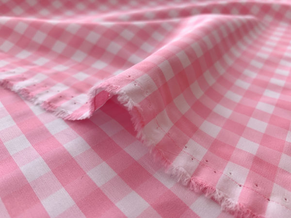 Designer Deadstock - Italian Cotton Shirting - Pink Plaid