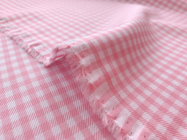 Designer Deadstock - Italian Cotton Shirting - Pink Plaid