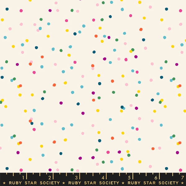 Quilting Cotton - Birthday – Scattered Dots – Cream Soda