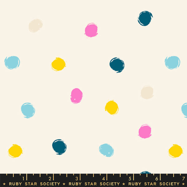 Quilting Cotton - Birthday – Painted Dots – Cream Soda