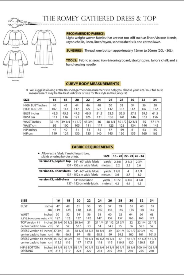 Sew House Seven Romey Gathered Dress & Top 16-34