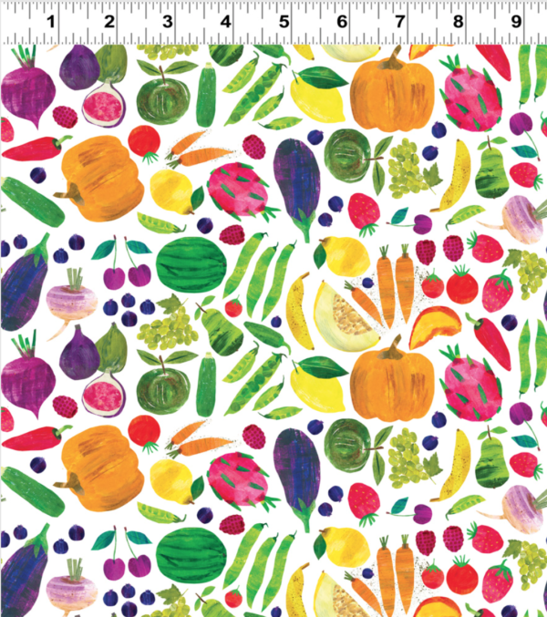 Quilting Cotton - Seasons – Fruits & Veggies – White