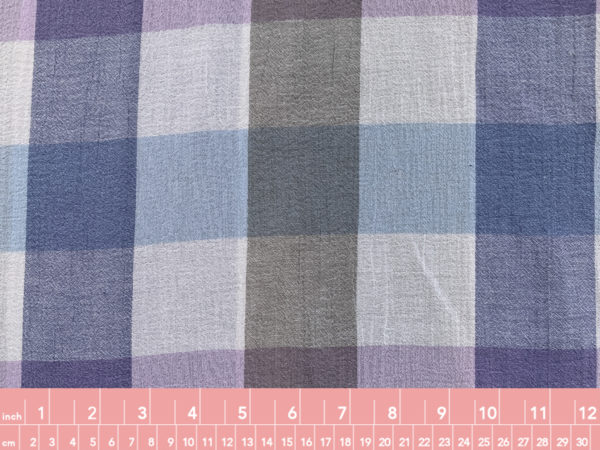 Yarn Dyed Cotton Gauze - Grey/Lavender Check