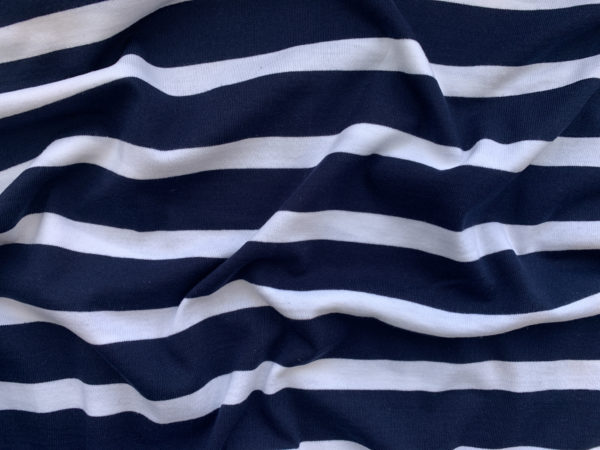 Cotton Jersey - Navy/White Stripe