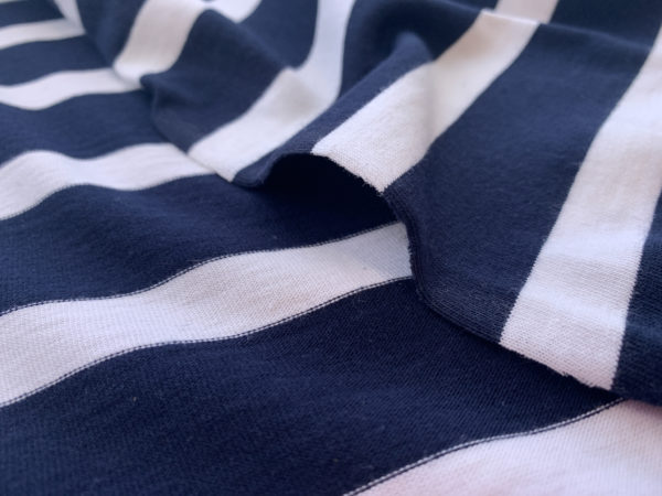 Cotton Jersey - Navy/White Stripe