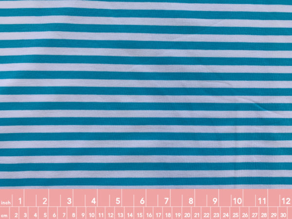 Cotton/Lycra - French Terry - Aqua/White Stripe