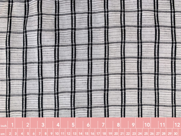 Designer Deadstock - Textured Rayon Challis - Black & White Plaid