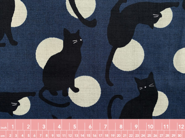 Japanese Cotton Dobby - Polka Dot Cats