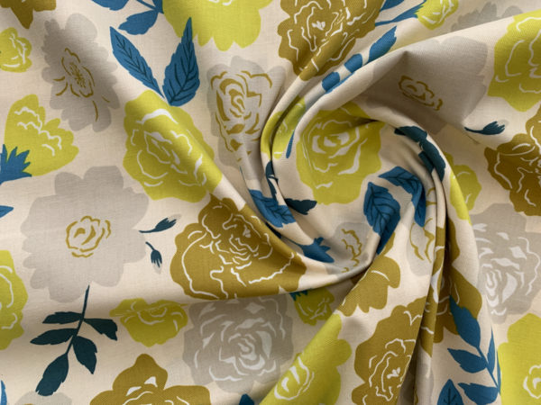 Japanese Cotton Twill - Roses - Yellow