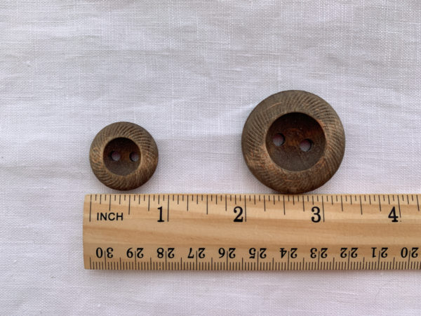 Wooden Button with Large Etched Rim - Ash Brown