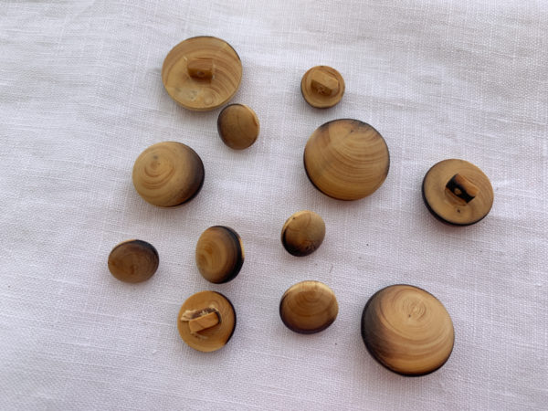 Wood Shank Button - Light Brown with Burned Edge