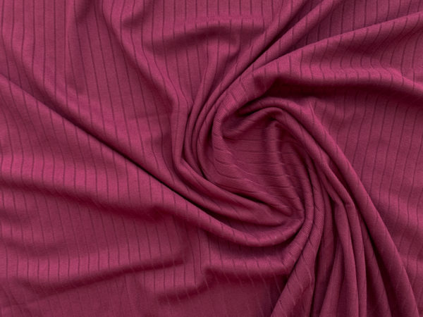 Double Brushed Poly/Spandex Rib Knit - Wine