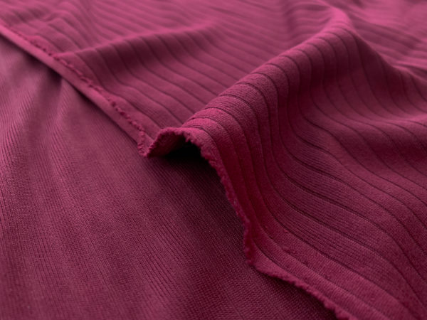 Double Brushed Poly/Spandex Rib Knit - Wine