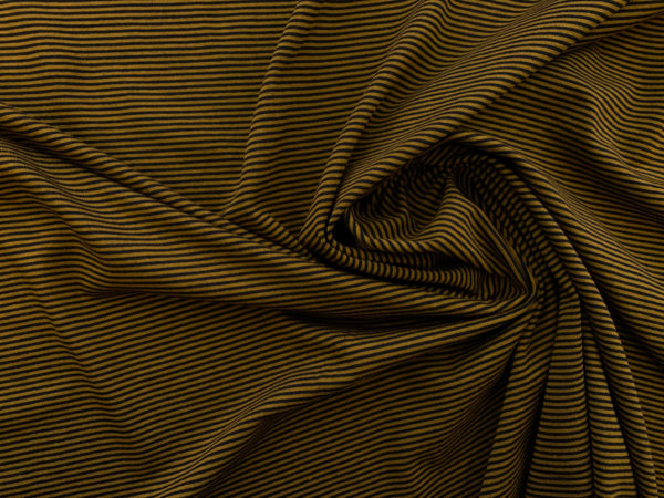Designer Deadstock - Rayon/Spandex Jersey - Tan/Black Stripe