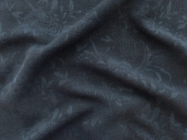 Viscose/Cotton/Linen Jacquard – Paisley Floral - Navy