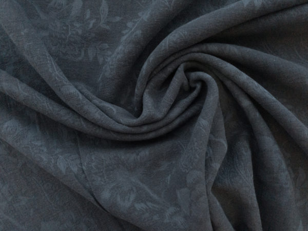 Viscose/Cotton/Linen Jacquard – Paisley Floral - Navy