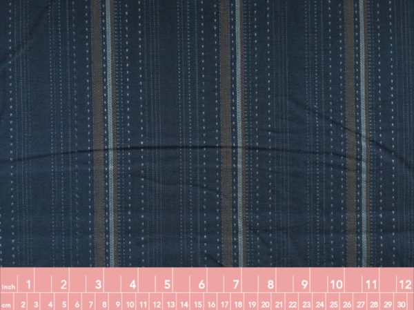 Textured Yarn Dyed Cotton – Stitched Stripes - Indigo