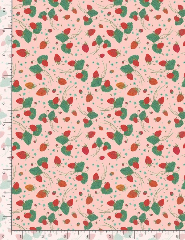 Quilting Cotton - Country Cottage Strawberries - Pink