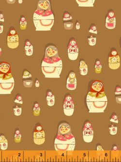 Quilting Cotton - West Hill - Matryoshka Doll - Brown