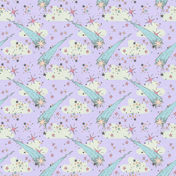 Quilting Cotton - Dreamy - Shooting Stars - Purple