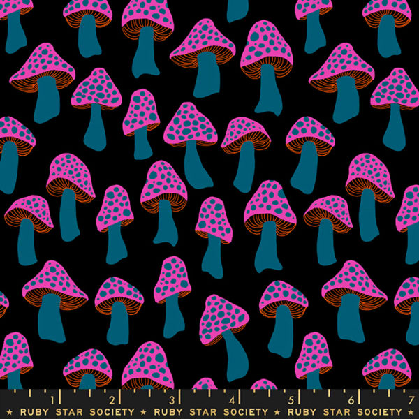 Quilting Cotton - Darlings 2 - Mushrooms - Black