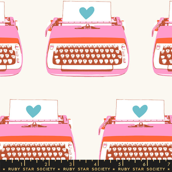 Quilting Cotton - Darlings 2 - Typewriters - Buttercream