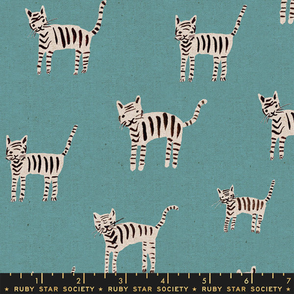 Cotton/Linen Canvas – Darlings 2 - Tiger Stripes - Turquoise