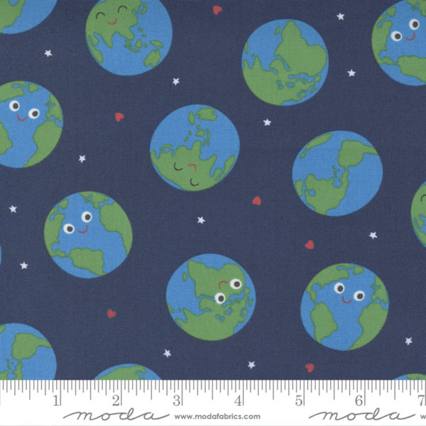 Quilting Cotton – Happy Earth – Blueberry