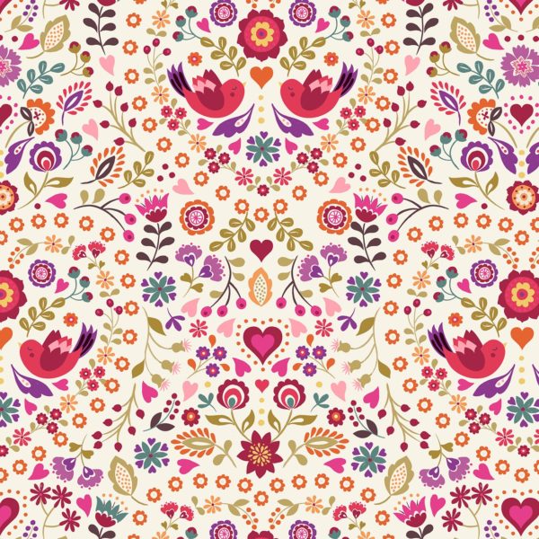 Quilting Cotton - Lewis & Irene  – Birds & Floral - Cream