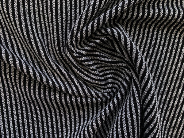 Designer Deadstock - Handwoven Rayon/Silk/Cotton - Black/White Stripe