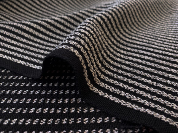 Designer Deadstock - Handwoven Rayon/Silk/Cotton - Black/White Stripe